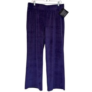 IMAN Global Chic Women's Purple Velvet Lounge Pants Wide Leg Comfort XL‎